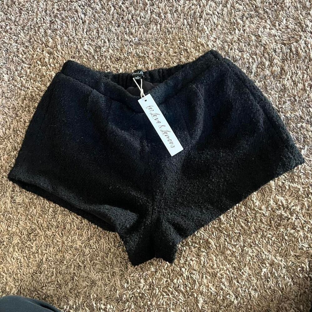 For Love & Lemons Black Boucle Shorts Women's Black - Picture 2 of 4
